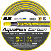 Шланг садовый 2Е AquaFlex Carbon 1/2" 50м 4 слоя 20бар -10…+60°C