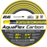 Шланг садовый 2Е AquaFlex Carbon 3/4" 30м 4 слоя 20бар -10…+60°C