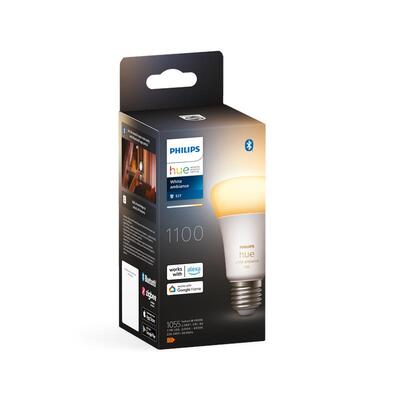 Лампа умная Philips Hue E27, 11W(60Вт), 2200K-6500K, Tunable white, ZigBee, Bluetooth, дымирование