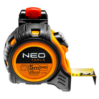 Neo Tools 67-205 Рулетка, стальная лента, 5 м x 25 мм, с фиксатором selflock, защелка