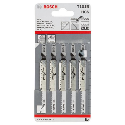 Пилка Bosch T 101 B, HCS лобзиковая, 5 шт.