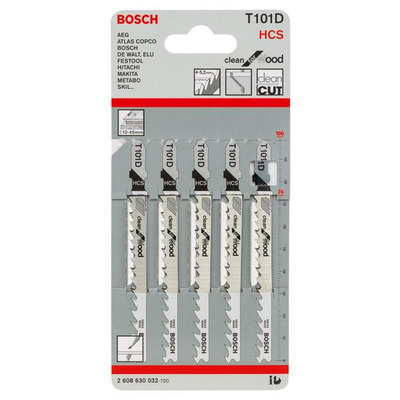 Пилка Bosch T 101 D, HCS лобзикова, 5 шт.