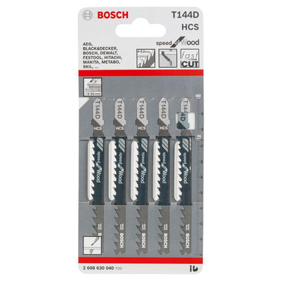 Пилка Bosch T 144 D, HCS лобзиковая, 5 шт.