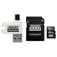 Карта пам`ятi MicroSDXC 64GB UHS-I Class 10 Goodram + SD-adapter + OTG Card reader (M1A4-0640R12)