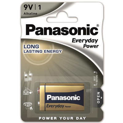 Panasonic Батарейка EVERYDAY POWER щелочная 6LR61(6LF22, MN1604, MX1604, Крона) блистер, 1 шт.