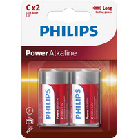 Philips Батарейка Power Alkaline щелочная C(LR14) блистер, 2 шт