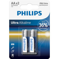 Philips Батарейка Ultra Alkaline щелочная AA блистер, 2 шт