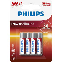 Philips Батарейка Power Alkaline AAA щелочная блистер, 4 шт