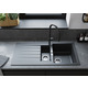 Hansgrohe Мийка кухонна S52, граніт, прямокутник, з крилом, 980х480х190мм, чаша - 1.5, накладна, S520-F530, чорний графіт