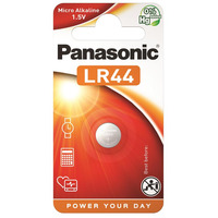 Panasonic Батарейка щелочная LR44(A76, AG13, G13A, PX76, GP76A, RW82) блистер, 1 шт.