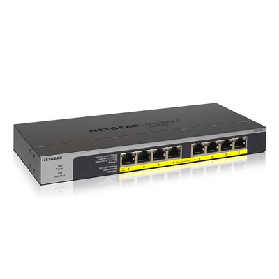 NETGEAR Коммутатор GS108LP 8xGE PoE+ (60Вт), FlexPoE, неуправляемый