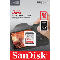 SanDisk Карта пам'яті SD 64GB C10 UHS-I R140MB/s Ultra