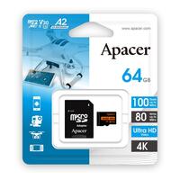 Карта пам`ятi MicroSDXC  64GB UHS-I/U3 Class 10 Apacer (AP64GMCSX10U8-R) + SD адаптер