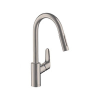 Смеситель для кухни Hansgrohe Focus M41, длина излива - 235мм, вытяжной, 1рычаг, KM240, сталь.