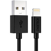 Кабель USB AM-Lightning M, 1.2 м, MFi 2.4A, чорний Choetech