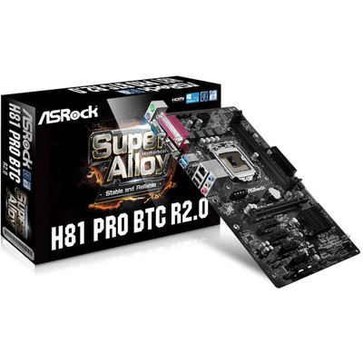 Материнская плата ASRock H81 PRO BTC R2.0/REF (1150/H81, 2*DDR3, 1xPCI-Ex16, 5xPCI-Ex1, 2xSATAIII, GLan, 5.1ch, ATX)