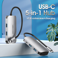 Хаб USB 3.1 Type-C -> 4хUSB 3.0/PD 100W 5-in-1 Vention