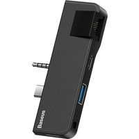 Док-станція USB3.1 Type-C+3.5mm --> USB 3.0/RJ45/Type-C/3.5mm Чорна Baseus for Surface Go