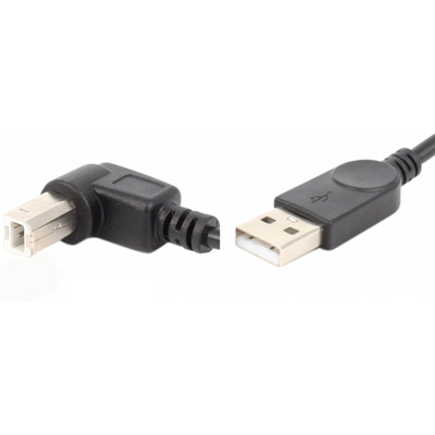 Кабель USB AM-BM, 1.0 м, угол 90° вниз, черный