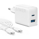 Мережева зарядка ANKER PowerPort 312 - 20W USB-C & USB-A + USB-C cable (Білий)