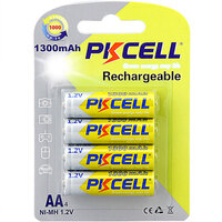 Аккумулятор AA 1300mAh, 1.2V Ni-MH, rechargeable battery, PKCELL, 4pcs/card