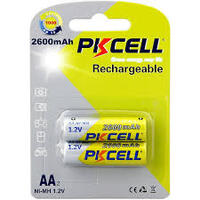 Аккумулятор AA 2600mAh, 1.2V Ni-MH, RTU rechargeable battery, PKCELL, 2pcs/card