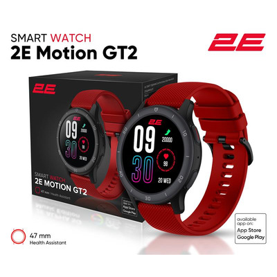 Смарт-годинник 2E Motion GT2 47мм, 1.32", 360x360, BT 5.2, Чорно-червоний