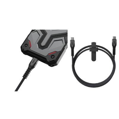 КабельUSB-C > USB-C заряджання/синхронізації UAG, 1.5м, 60Вт, Type-C, Rugged Kevlar, Black/Gray