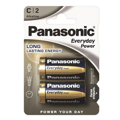 Батарейка Panasonic EVERYDAY POWER щелочная C(LR14) блистер, 2 шт.