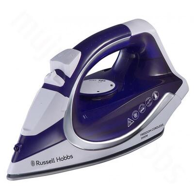 Утюг Russell Hobbs беспроводный Supreme Steam Cordless, 2400Вт, 300мл, паровой удар -40гр, постоянная пара - 135гр, база для зарядки, автовыключения, керам. подошва, бело-синий