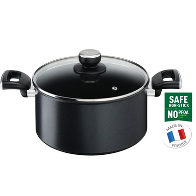 Каструля з кришкою Tefal Unlimited, 24см, 5.3л, алюміній, бакеліт, скло, чорний