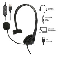 Гарнитура ПК моно On-ear 2E CH11 USB, omni-mic, 2м, черный