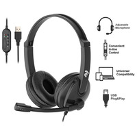 Гарнитура ПК стерео On-ear 2E CH12 USB, omni-mic, 2м, черный