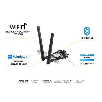 WiFi адаптер ASUS PCE-AXE5400 AXE5400, PCI-Express x1, BT5.2