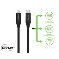 Кабель Belkin USB Type-C-USB Type-C, 40Gbps, 100W, 0.8м, Black (INZ001BT0.8MBK)