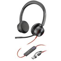 Гарнітура комп'ютерна стерео On-ear Poly Blackwire 8225-M, USB-A, USB-C, односпрямований, ANC, Acoustic Fence, Microsoft Teams, чорний