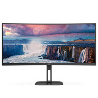 Монітор TFT 34" AOC CU34V5C/BK, WQHD, VA, 100Гц, 1 мс, вигнутий, HDMI, DP, USB-C, USB-hub, колонки, чорний