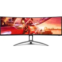 TFT 49" AOC AG493UCX2, VA, 5120x1440, 165Гц, изгн., HDMIx3, DP, USB-C, USB-hub, HAS, цв, черный