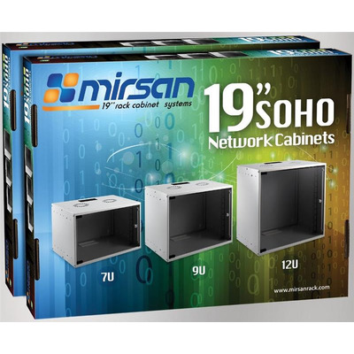 Шкаф MIRSAN 19", 12U, SOHO, 535x400 мм, максимально 30 кг, серый