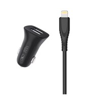 Автомобильное зарядное устройство SkyDolphin SZ09L (2USB, 3.4A) Black (AZP-000109) + кабель Lightning