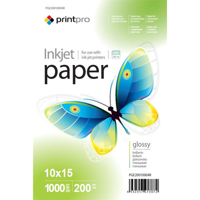 Фотопапір PrintPro глянцевий 200г/м2 10x15см 1000арк (PGE20010004R)