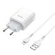 Зарядное устройство Hoco C73A Glorious (2USB, 2.4А) White (6931474713056) + кабель Lightning