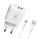 Зарядное устройство для SkyDolphin SC22EBL (2USB, 2.1A) White (MZP-000162) + кабель Lightning