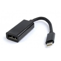 Адаптер Cablexpert USB Type-C - DisplayPort (M/F), 0.15 м, чорний (A-CM-DPF-01) 