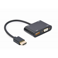 Адаптер Cablexpert HDMI - HDMI/VGA+Аудио 3.5 мм, M/F, 0.15 м, черный (A-HDMIM-HDMIFVGAF-01) коробка