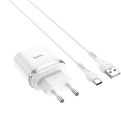 Сетевое зарядное устройство Hoco C12Q (1USB, 3А) QC3.0 White (S23111) + кабель Type-C