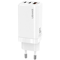 Сетевое зарядное устройство Usams US-CC110 (1USB, 2USB Type-C) 65W PD + QC3.0 White (MTXLOGTL02) + кабель USB-C - Lightning