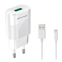 Мережевий зарядний пристрій Grand-X CH-17WL (1xUSB 2.1А) White + кабель Lightning