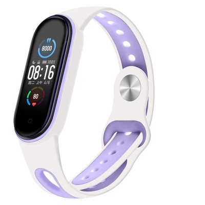 Ремешок BeCover Sport Style для Xiaomi Mi Smart Band 5/Mi Smart Band 6/Mi Smart Band 7 White-Purple (705175)