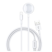 Бездротовий зарядний пристрій Usams US-CC076 2in1 USB Charging Cable for iPhone & Apple Watch White (CC076WH01)